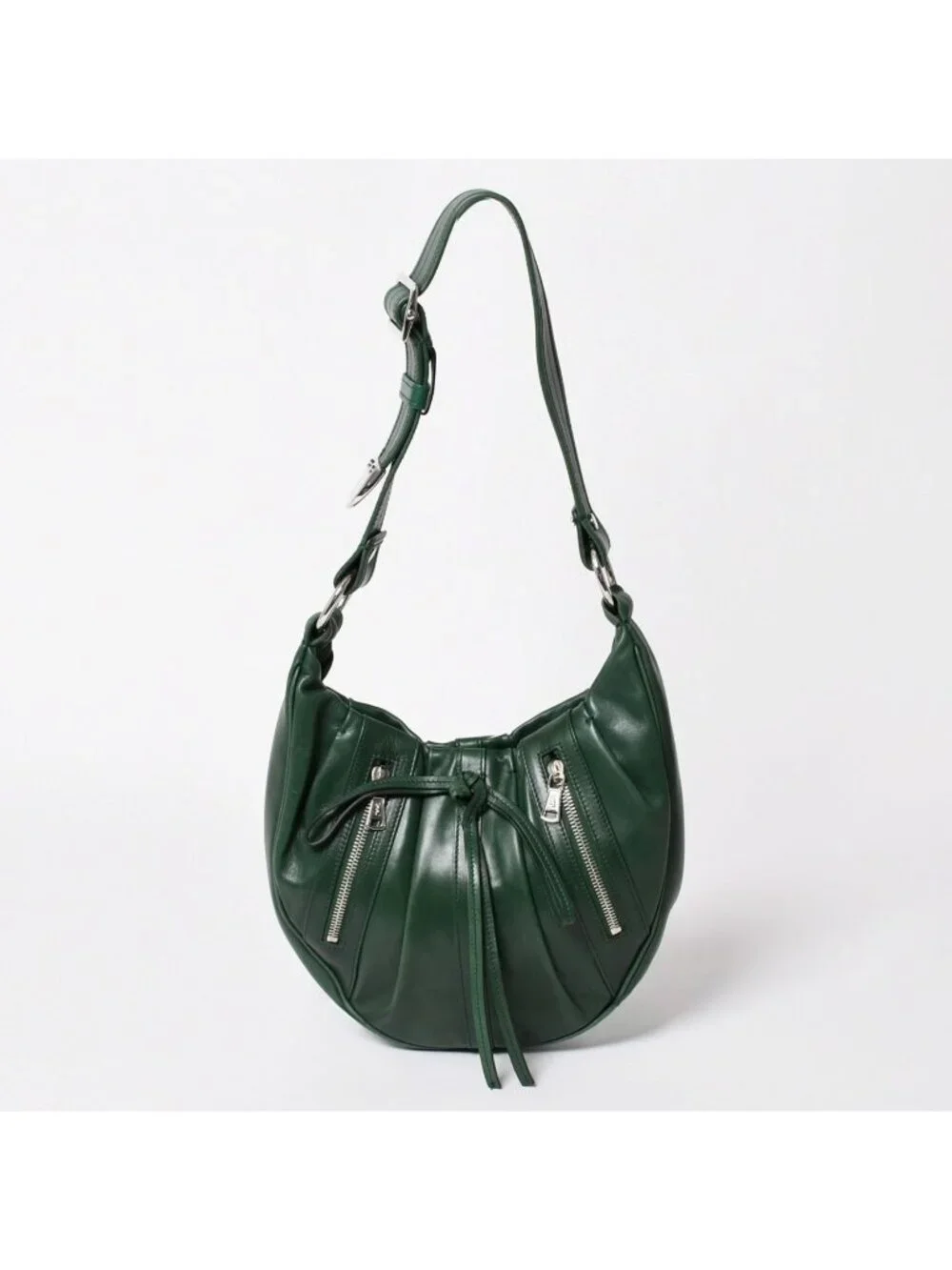 Saint Laurent Rive Gauche Leather Hobo Shoulder Bag Tom Ford Era Pleated Green